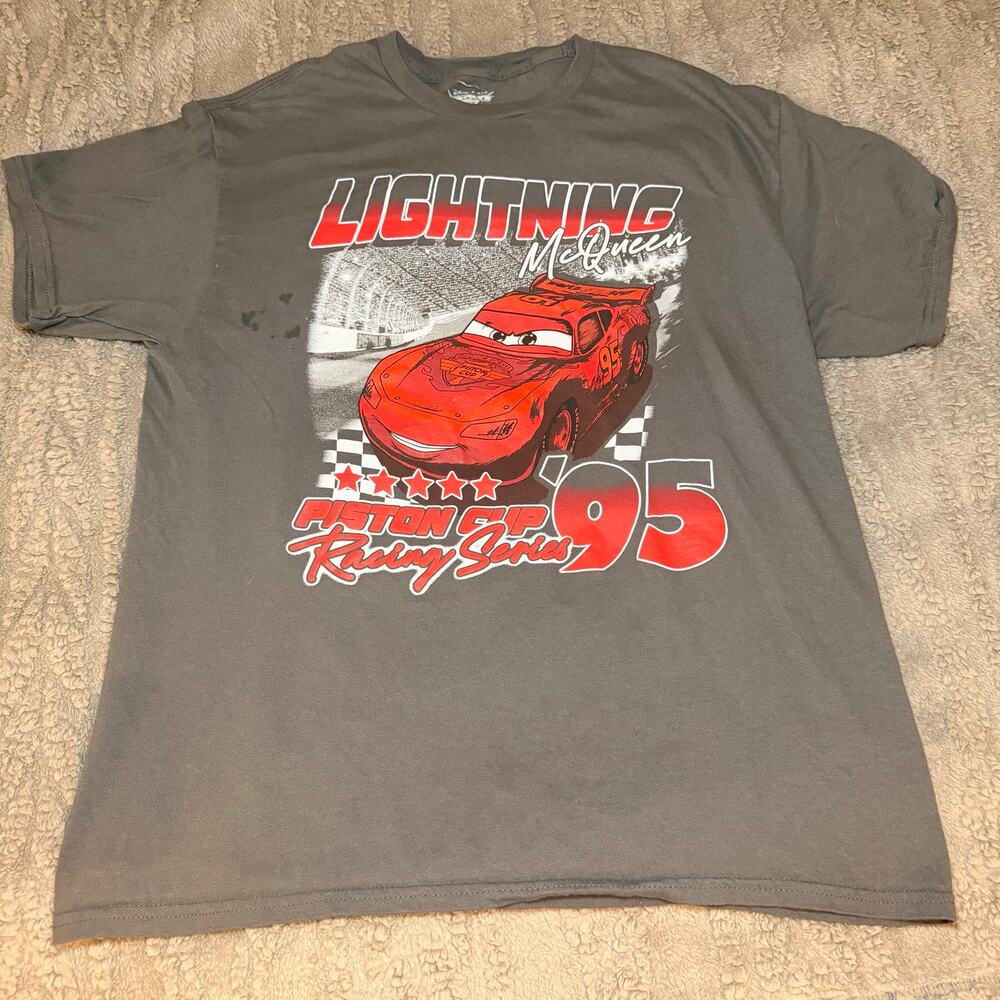 Disney Pixar Cars Lightning McQueen Graphic T-Shirt Size Large